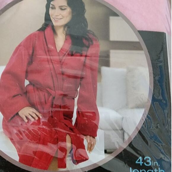 Sarah Peyton Wellness Ultra Soft Fleece Robe Pink 43 Inches In Length One Size - Picture 2 of 7